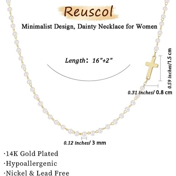 Women's 3-gold 14k Gold Plated Cross Choker Minimalist Simple Dainty Necklaces - Picture 5 of 7